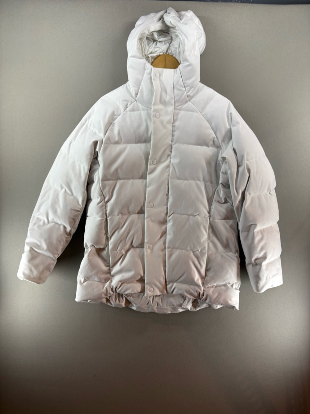 Lululemon Wunder Puff Down Jacket Men's XS White Full Zip Hooded 600 Snap Tech